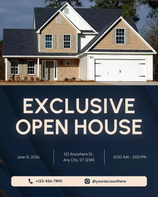 Navy and Cream Scandinavian Real Estate Open House Promotion Instagram Post