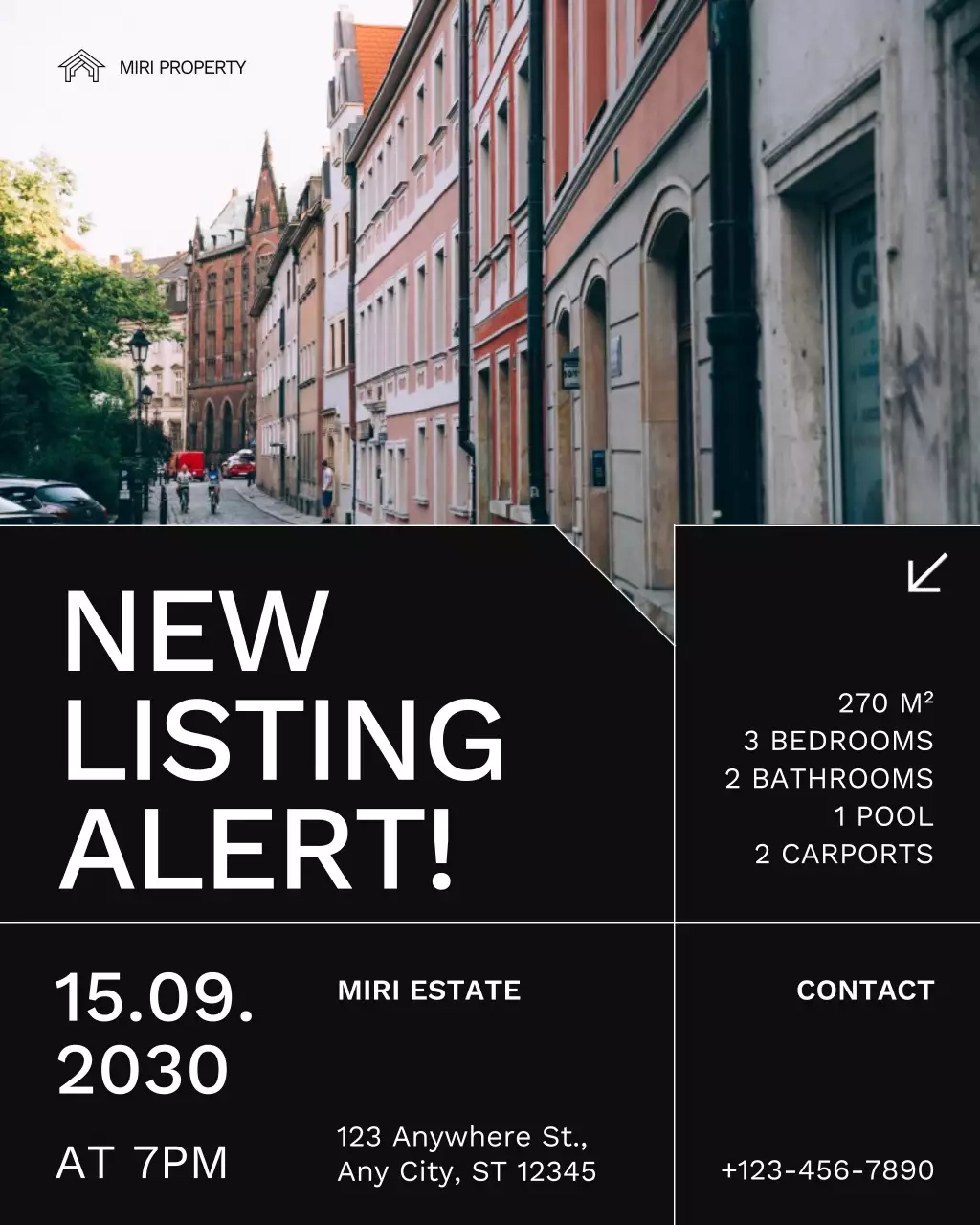 Black and White Real Estate Listing Alert Instagram Post