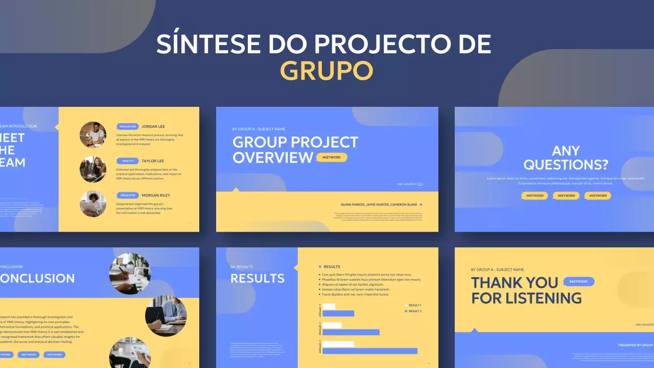 relatório de projeto de grupo blue modern