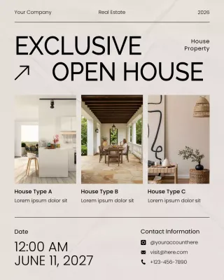 Beige Modern Real Estate Exclusive Open House Instagram Post