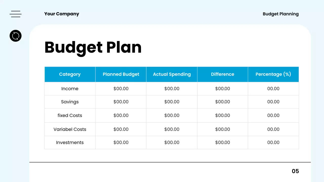 white modern budget planner guide
