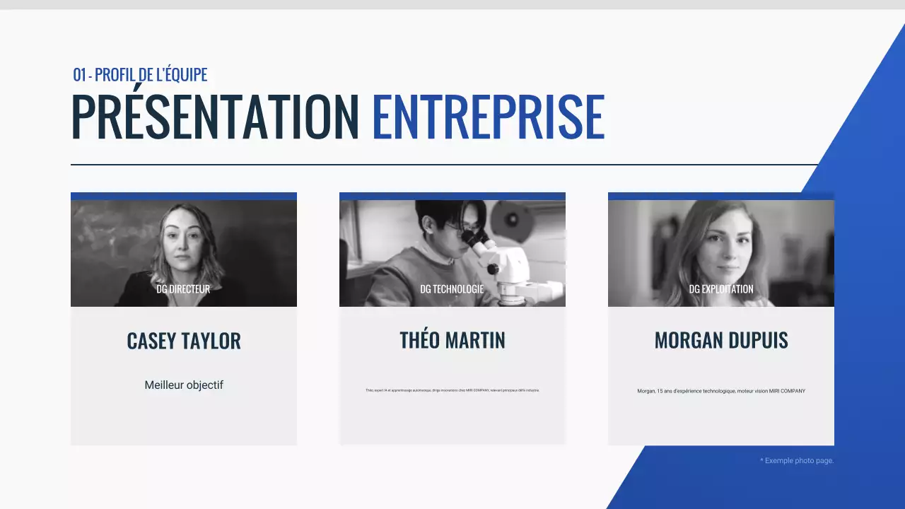 document de pitch deck moderne bleu