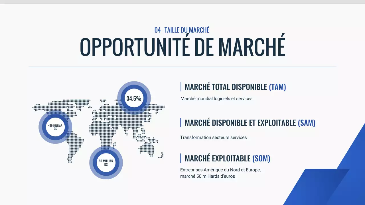 document de pitch deck moderne bleu