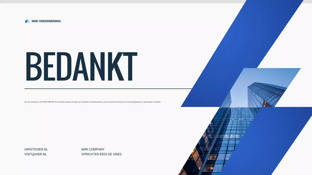 blauw modern pitch deck document