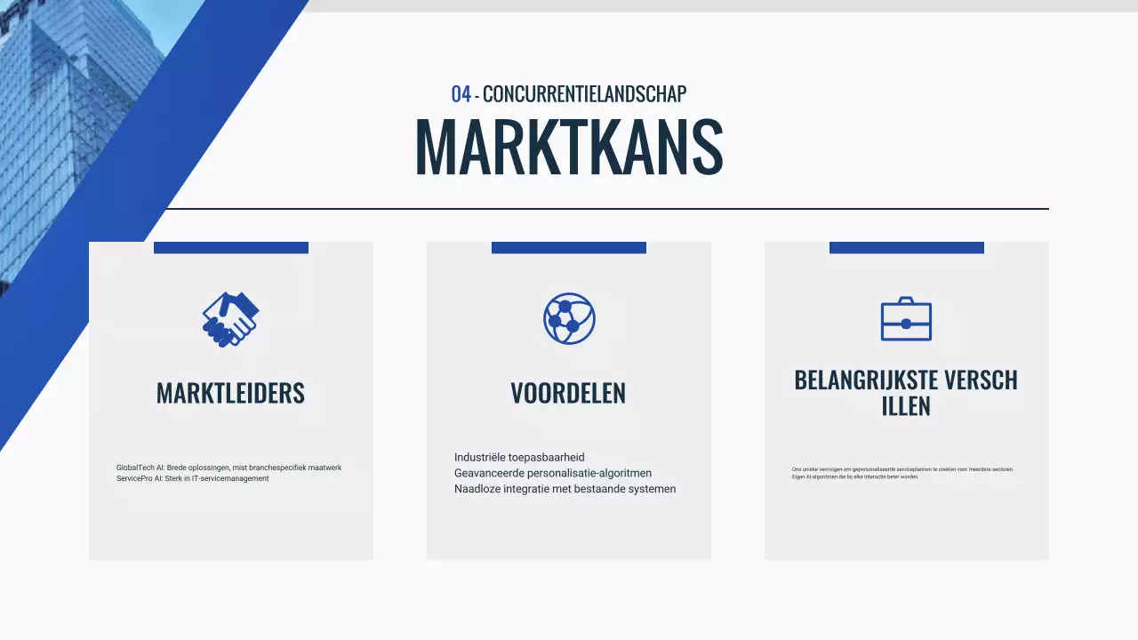 blauw modern pitch deck document