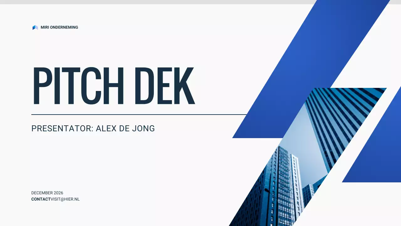 blauw modern pitch deck document