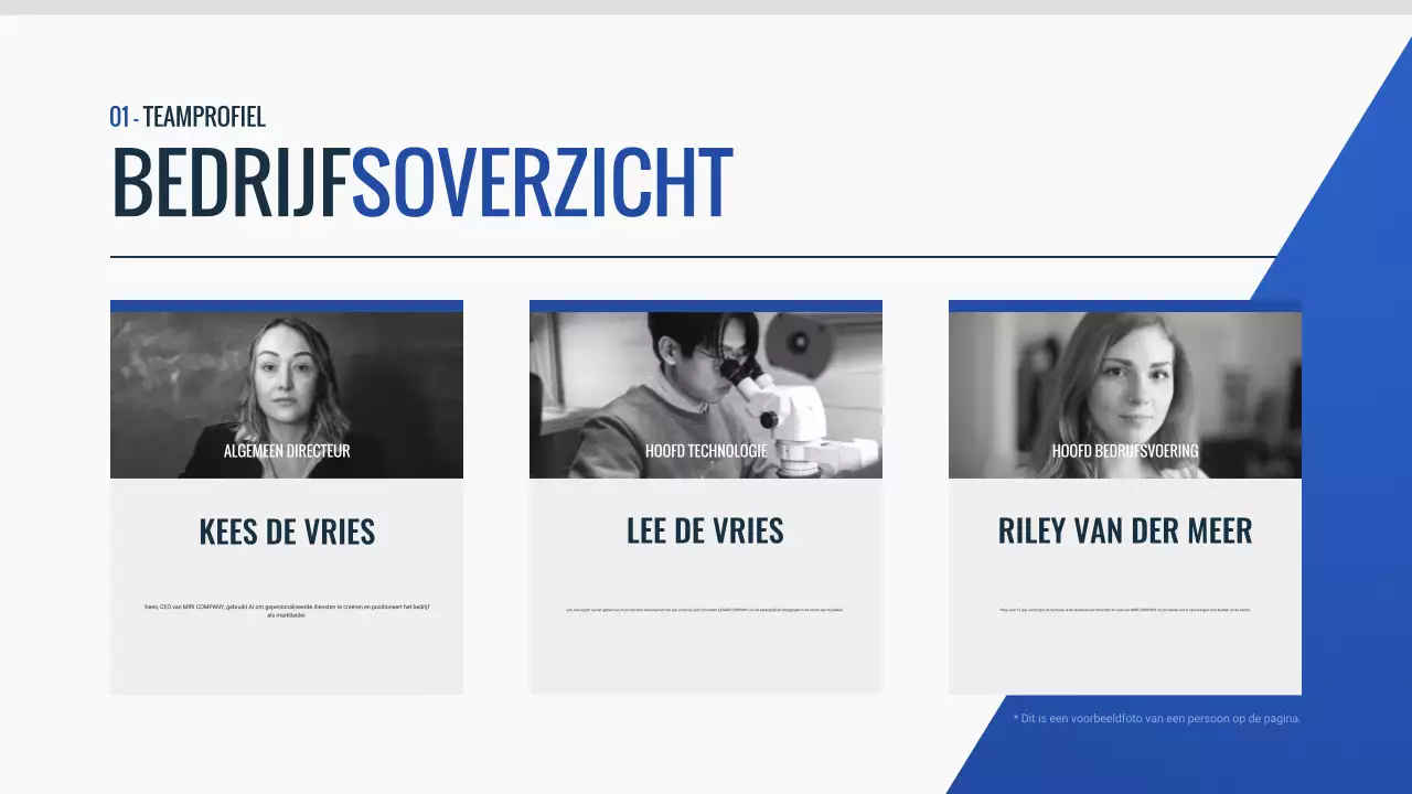 blauw modern pitch deck document