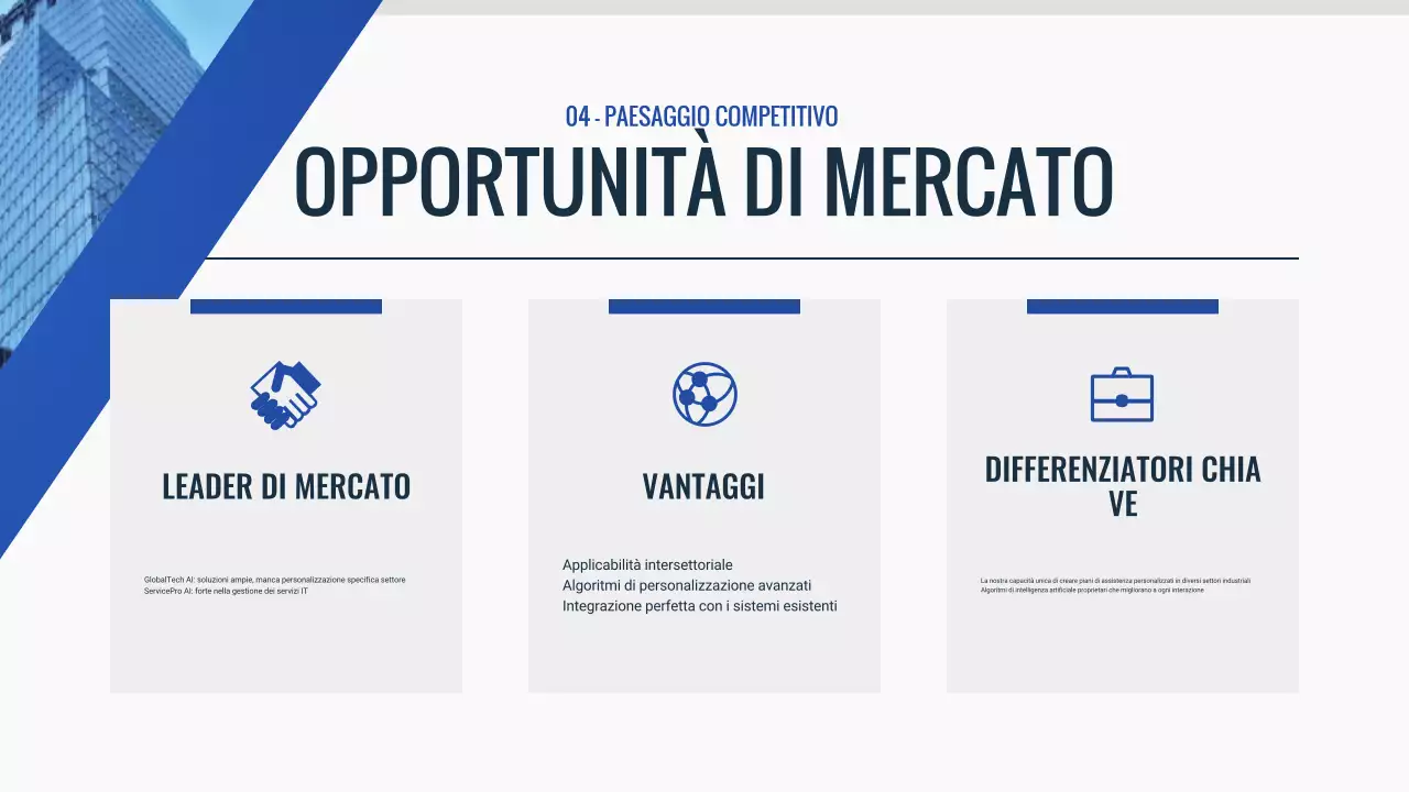 documento pitch deck blu moderno