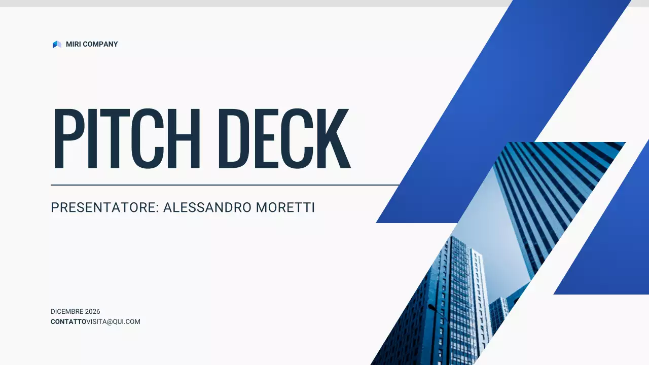 documento pitch deck blu moderno