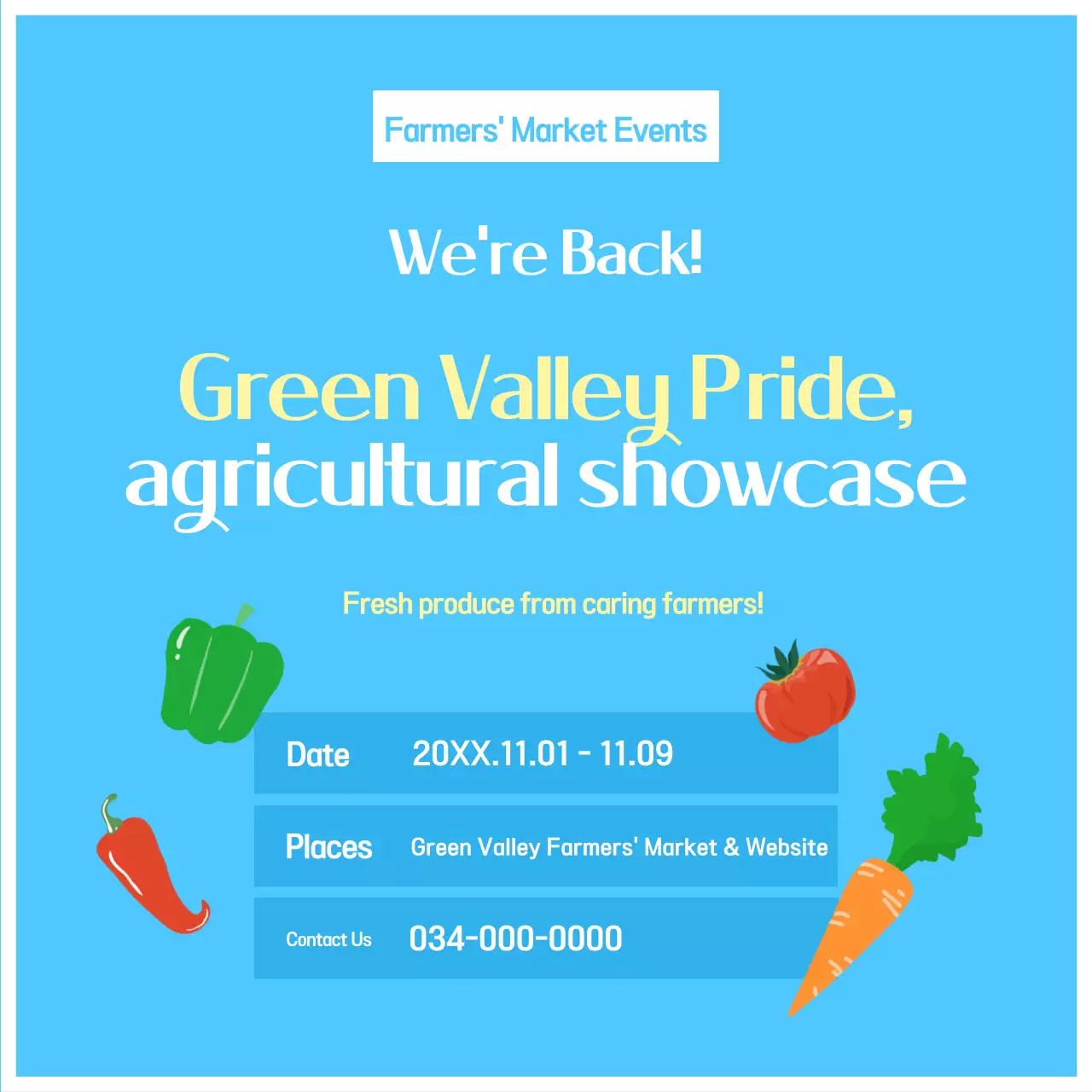 Promote a clean, yellow and light blue produce display