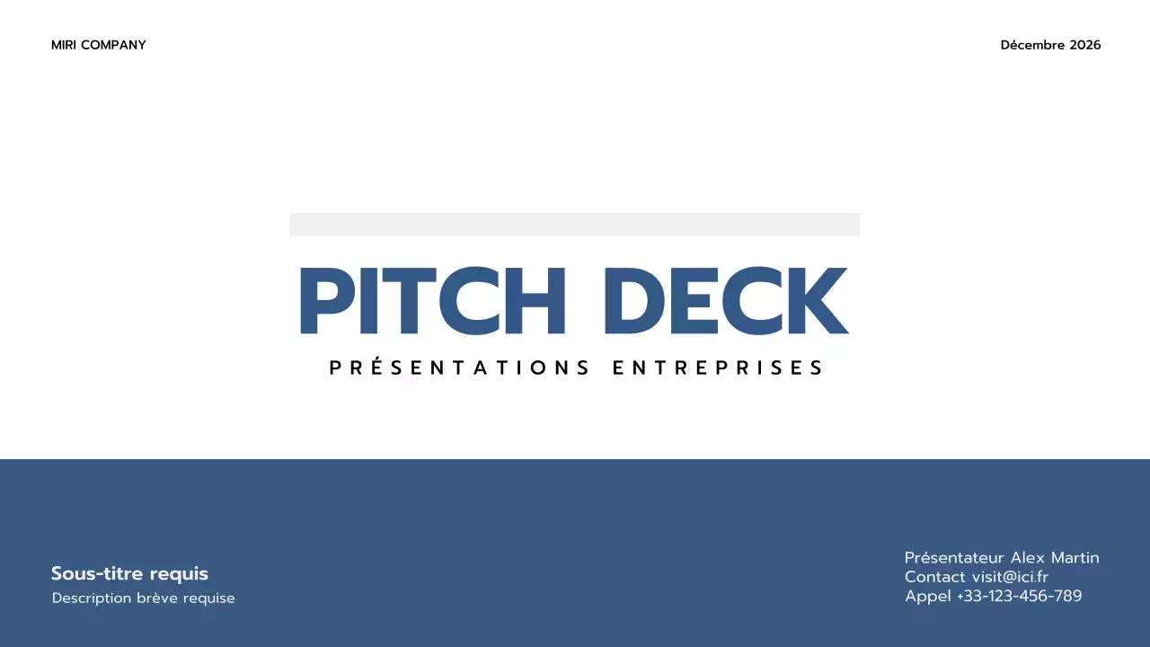 présentation professionnelle bleue de l'entreprise