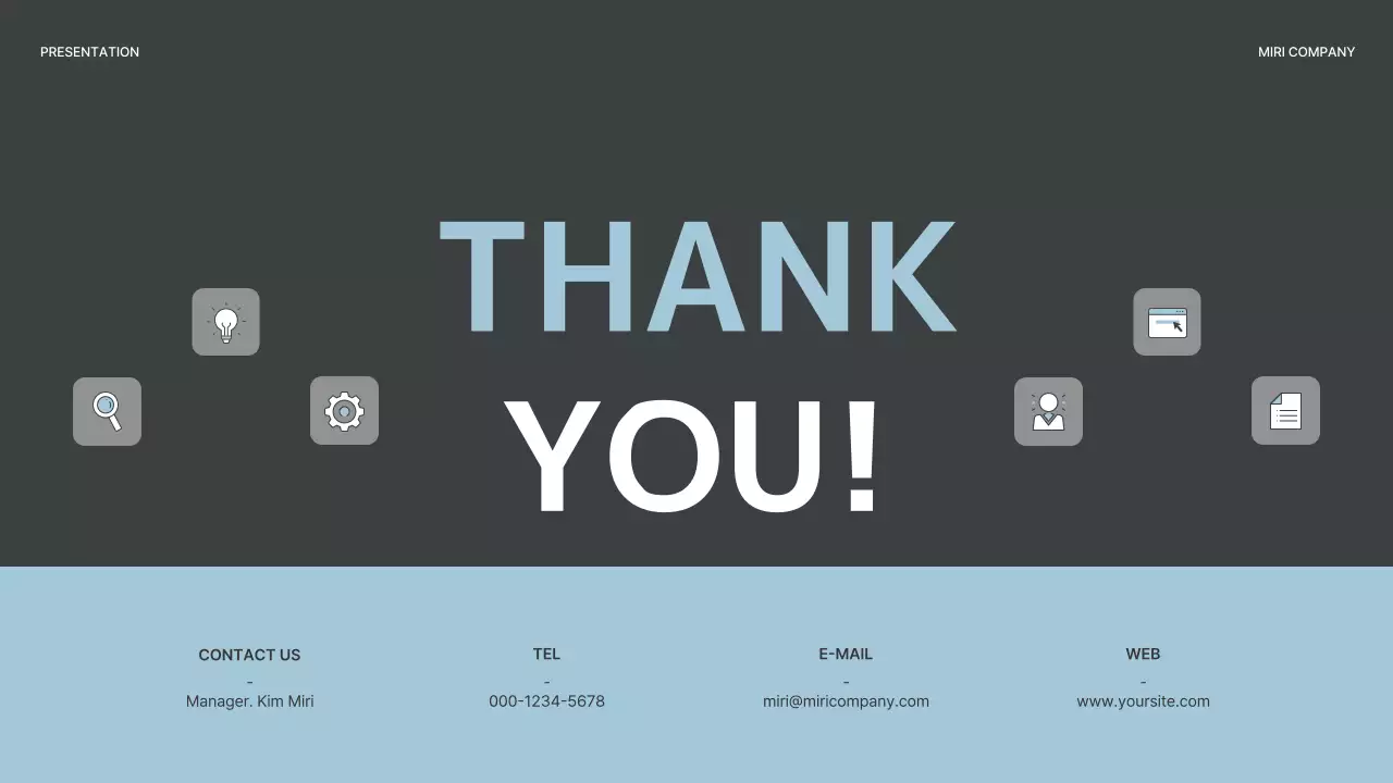 グレーと水色のシンプルなビジネス企画書