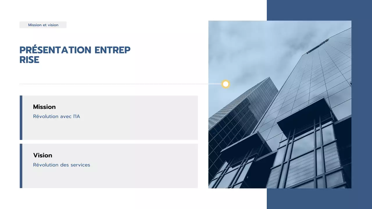 présentation professionnelle bleue de l'entreprise