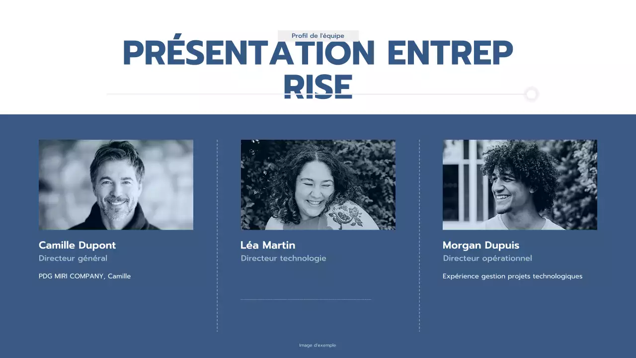 présentation professionnelle bleue de l'entreprise