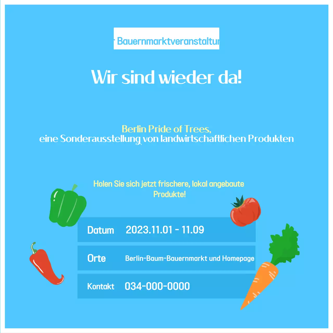 Förderung einer übersichtlichen gelben und hellblauen Produktanzeige