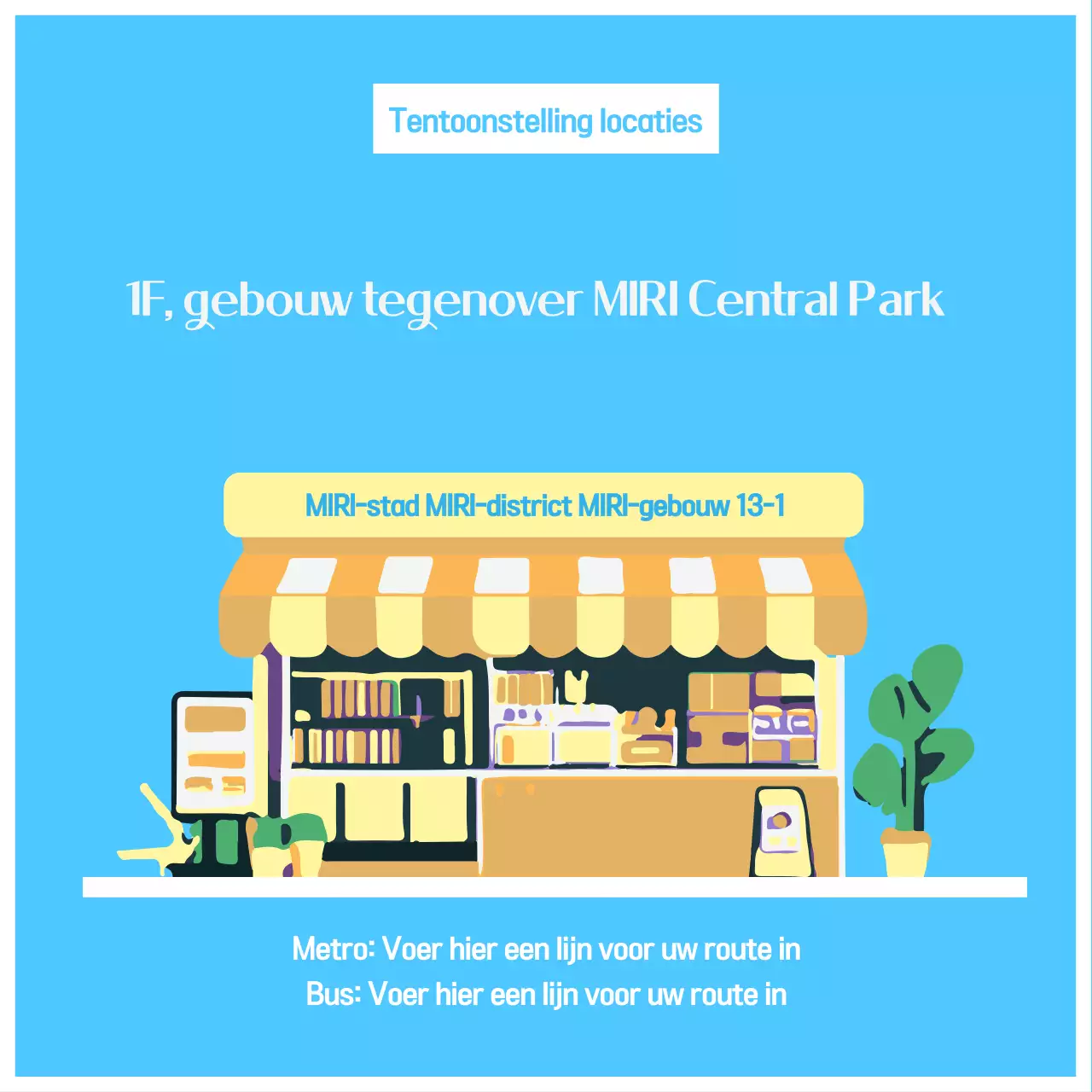 Een keurig geel en lichtblauw productdisplay promoten