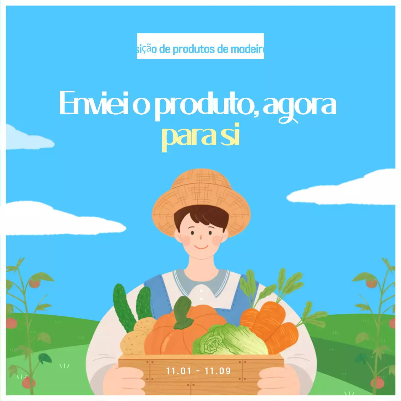 Promover um expositor de produtos amarelo e azul claro