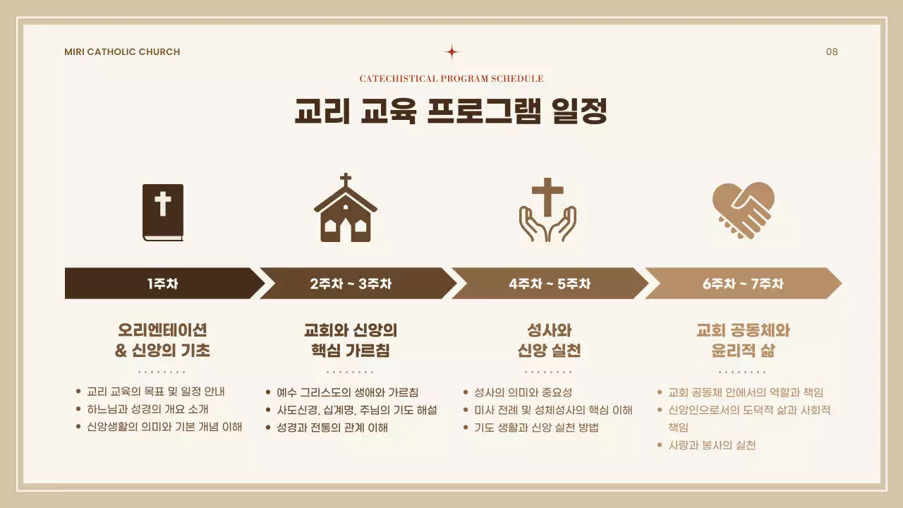베이지 심플 성당 교리 교육 자료