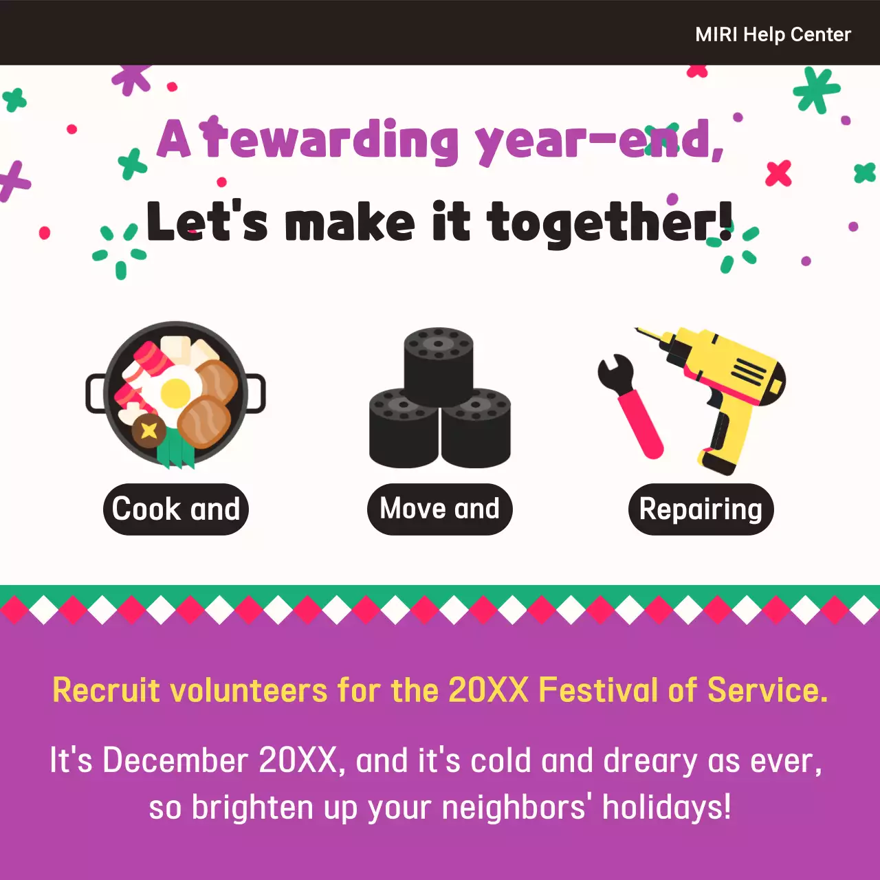 Fique atento às nossas oportunidades de voluntariado de fim de ano