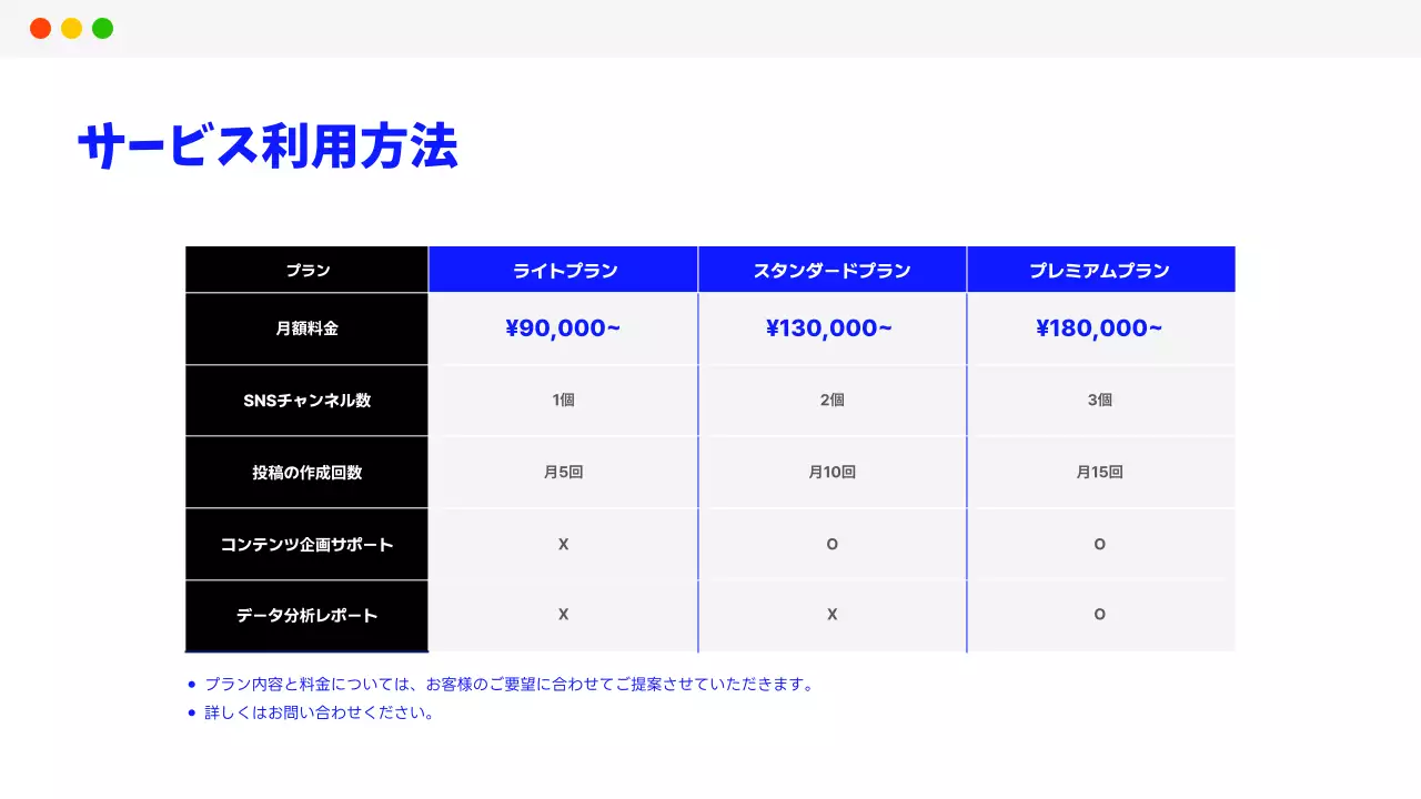 青 モダン マーケティング 提案書