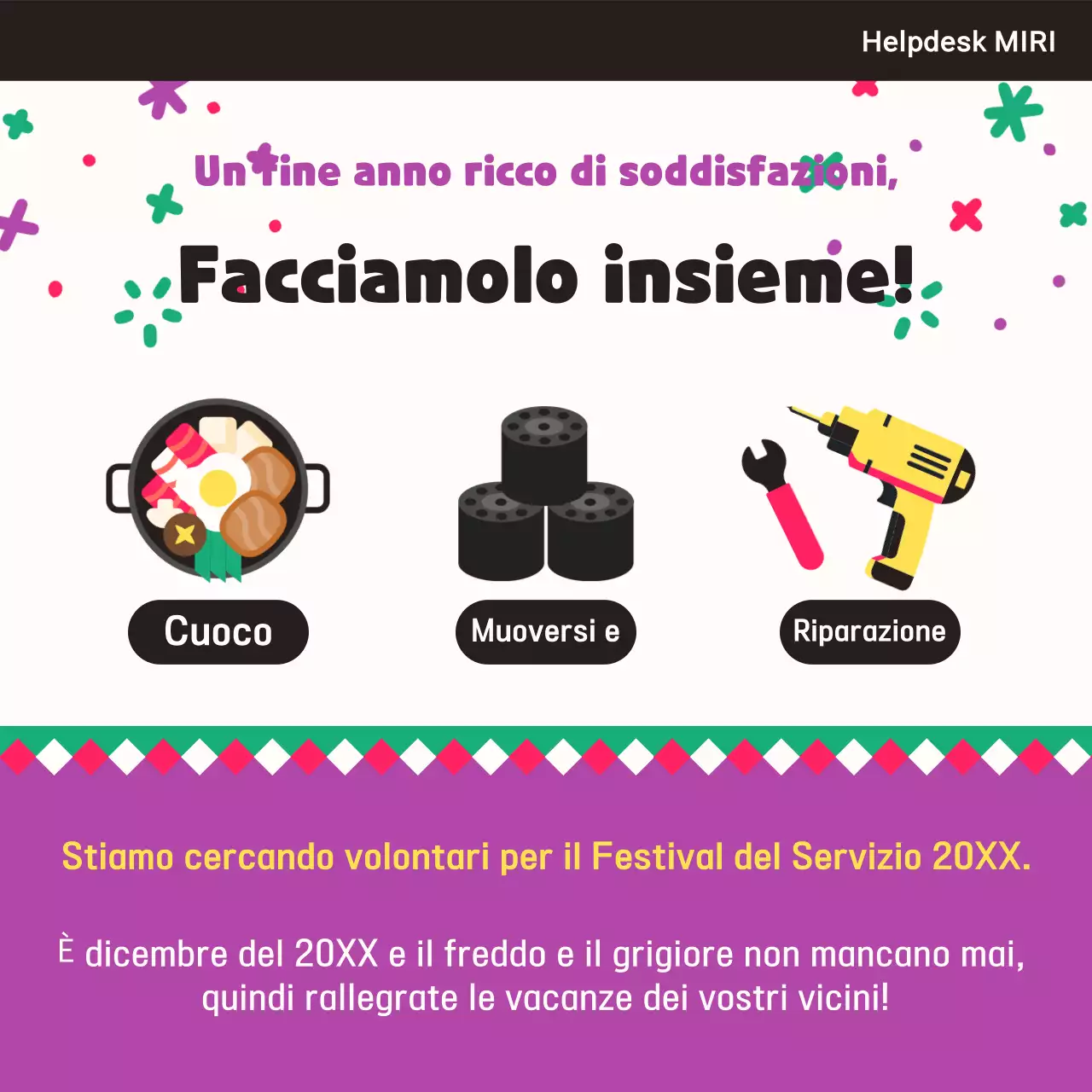 Tenete d'occhio le nostre opportunità di volontariato per la fine dell'anno