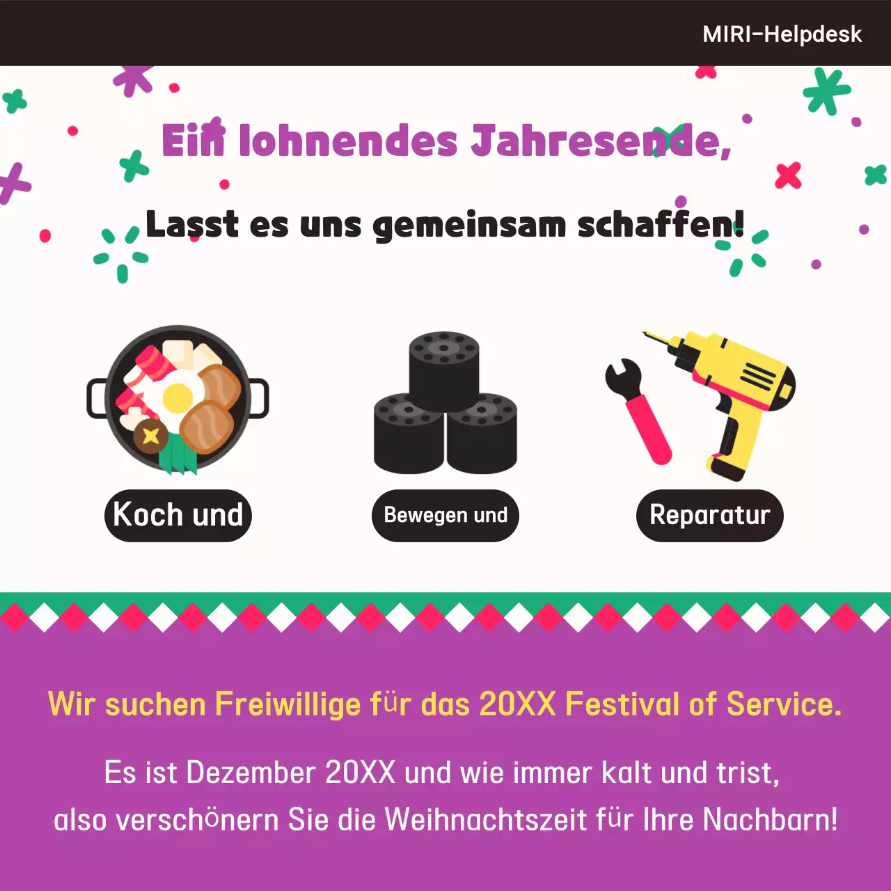 Halten Sie Ausschau nach unseren Freiwilligenangeboten zum Jahresende