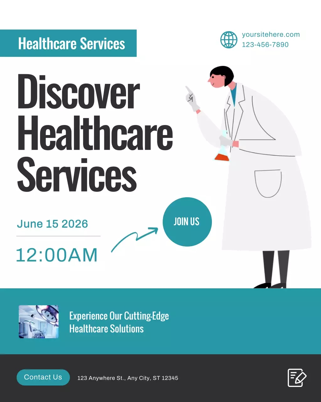 Teal Modern Healthcare Invitation Instagram Post