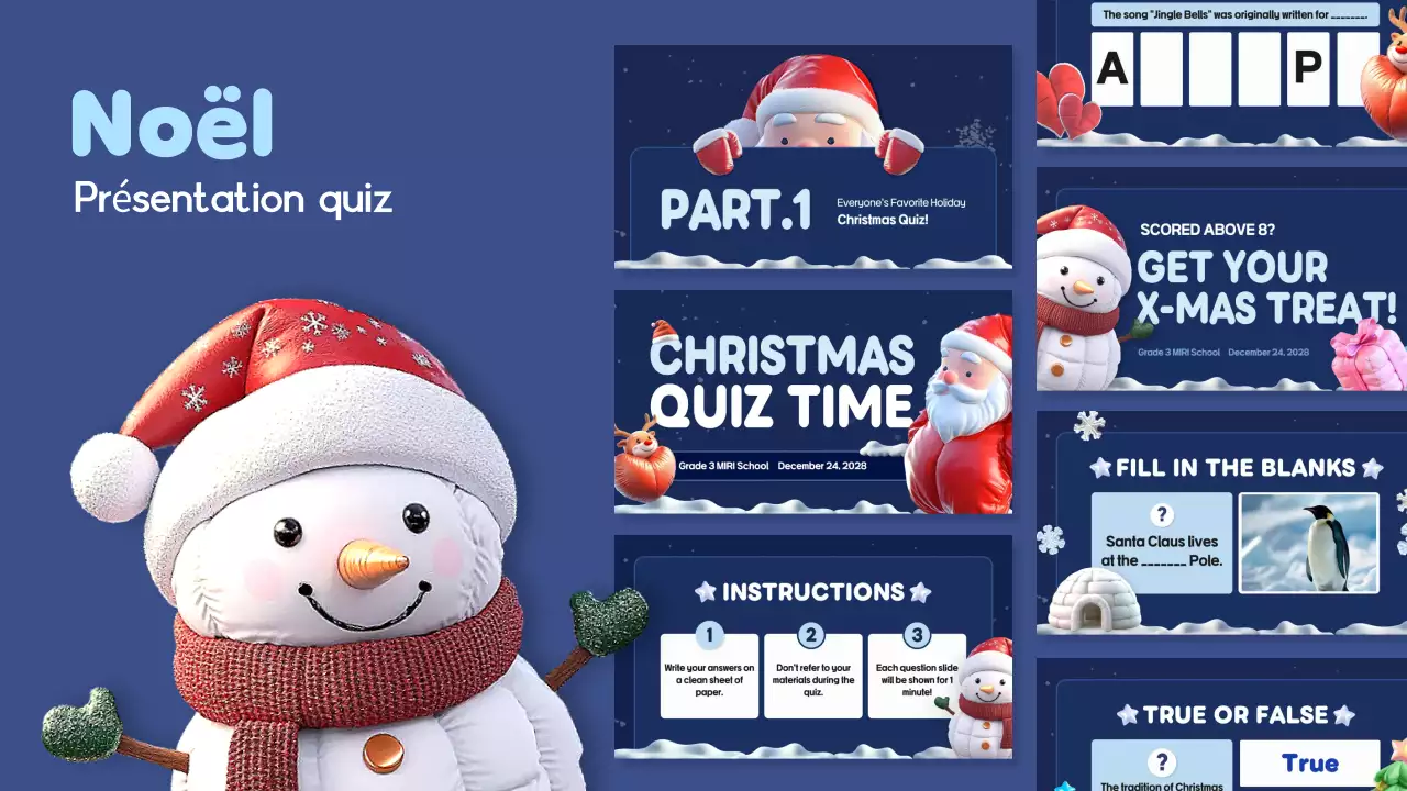 présentation du quiz de noël bleu