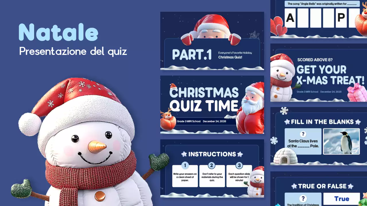 presentazione del quiz natalizio blu