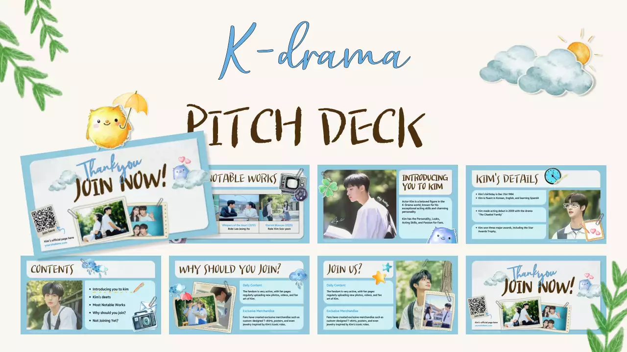 blue aesthetic k-drama fandom pitch deck