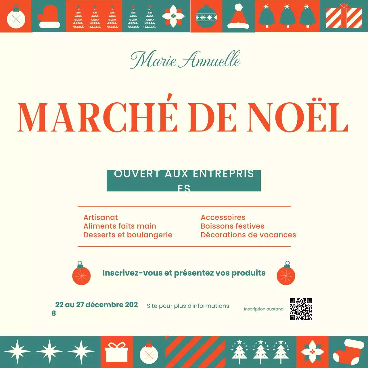 Invitation au marché minimaliste orange Médias sociaux