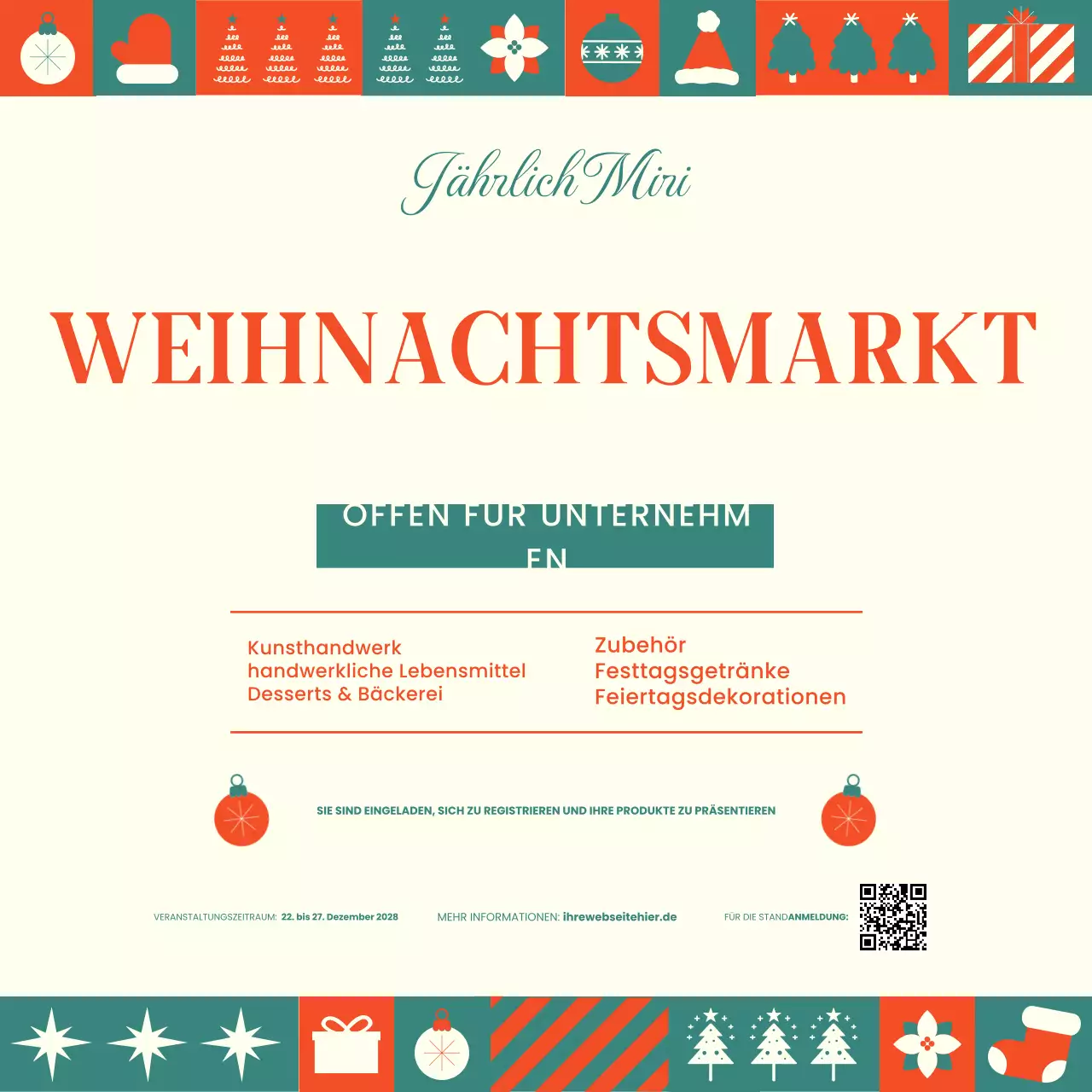 Orange Minimalistische Markteinladung Social Media