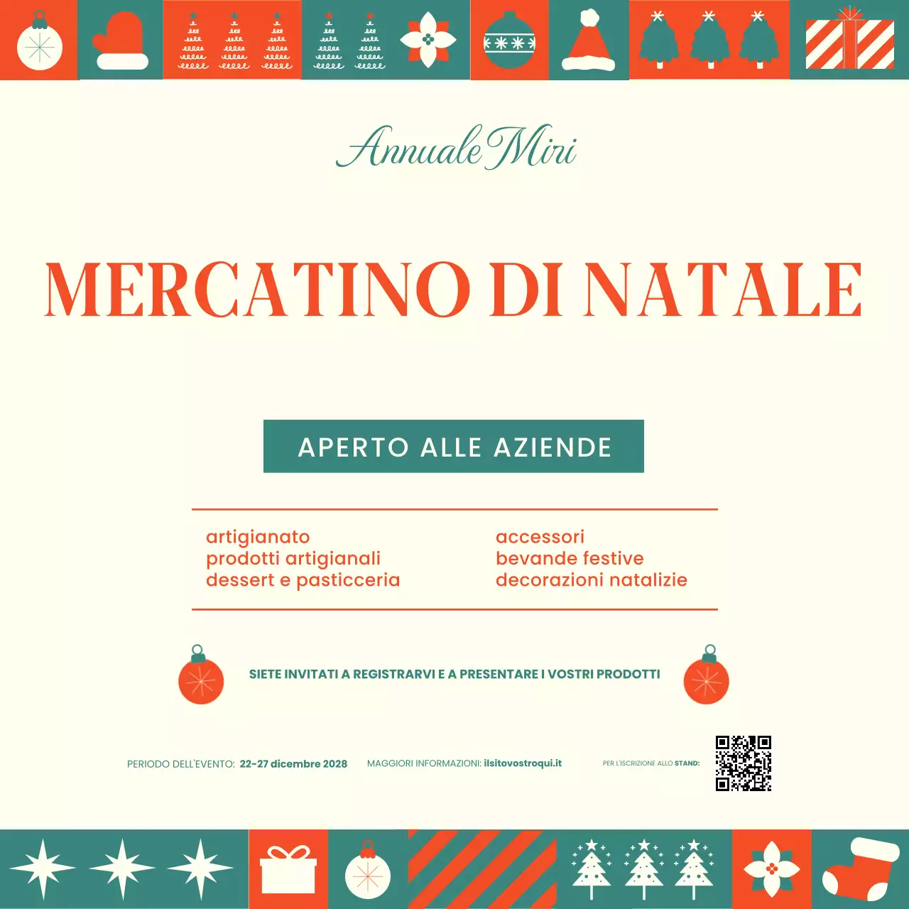 Invito al mercato minimalista arancione Social Media