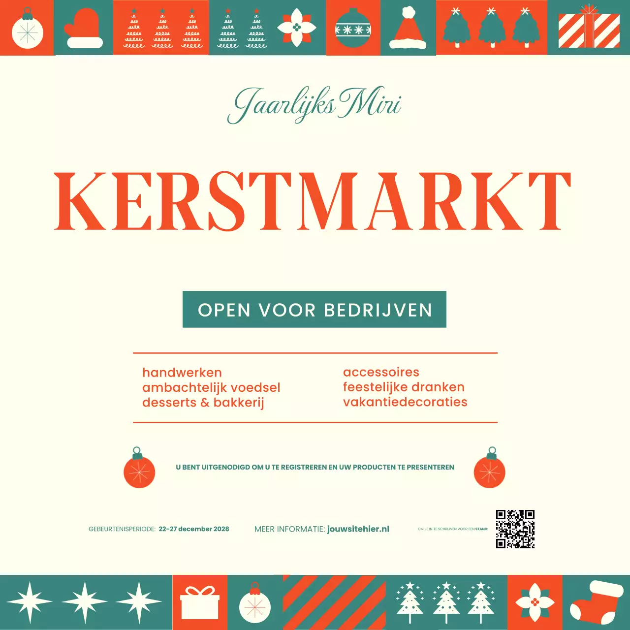 Oranje minimalistische marktuitnodiging Social Media