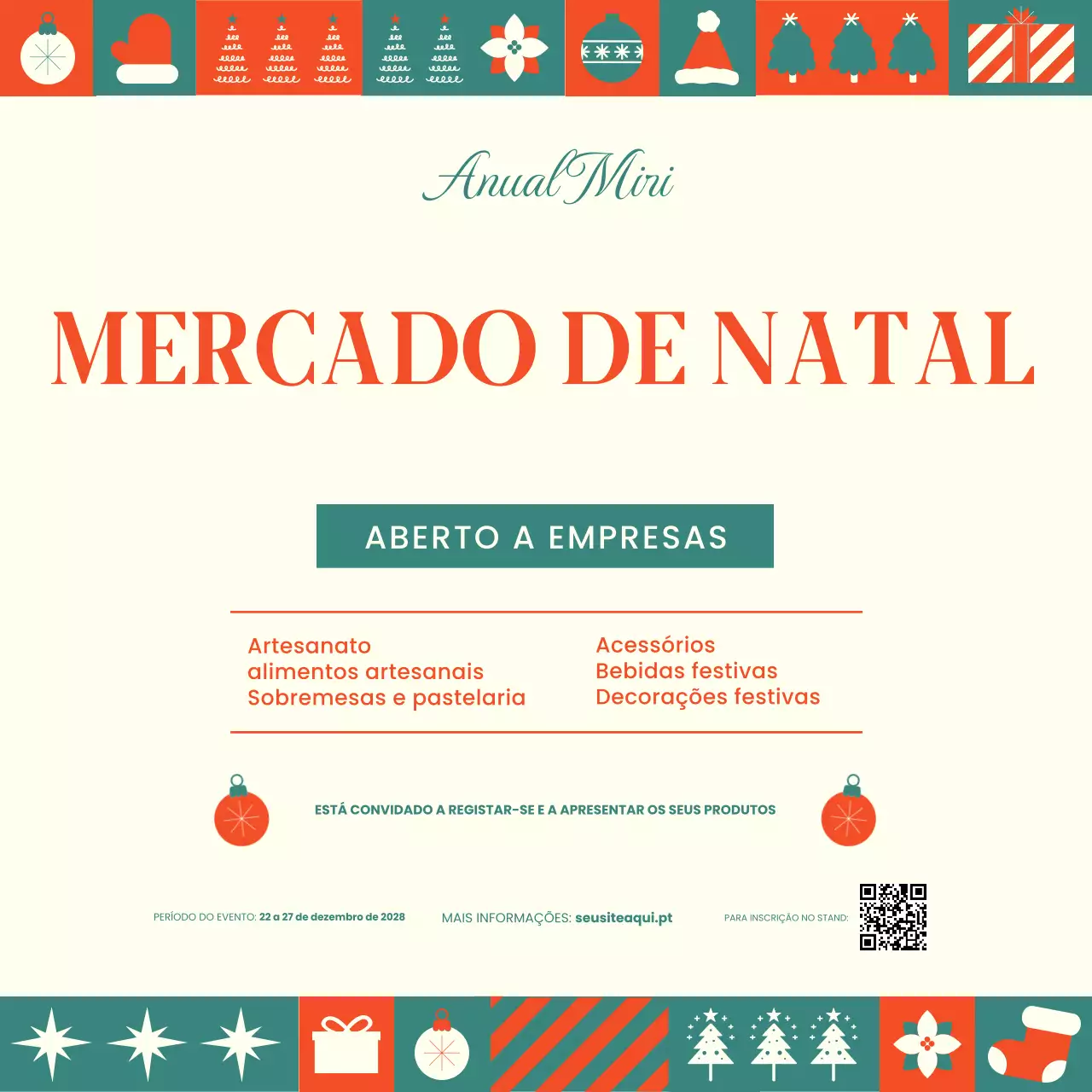 Convite para mercado minimalista laranja Redes sociais