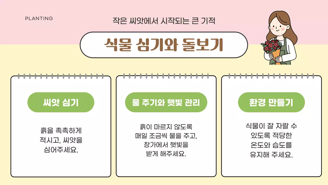 베이지 아기자기한 식물 가이드 교육 자료