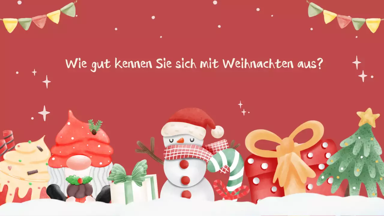 Rote festliche Weihnachtsquiz-Einladung