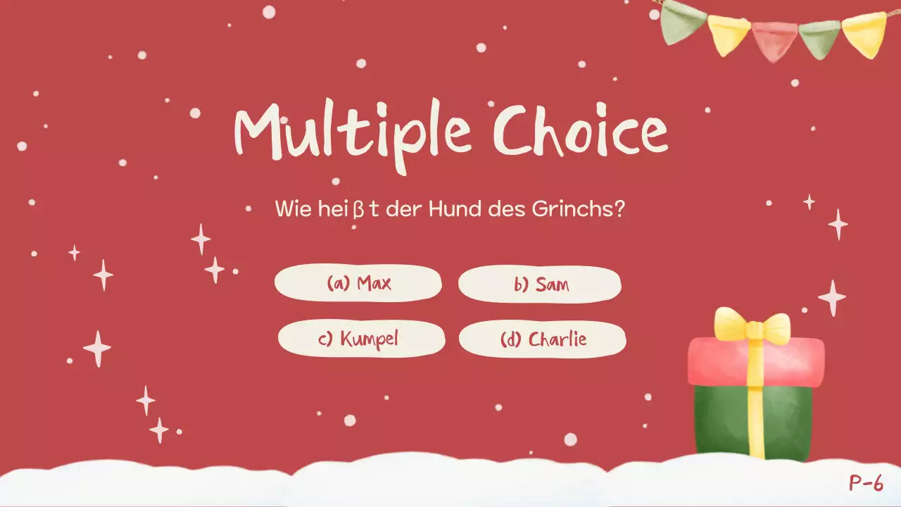Rote festliche Weihnachtsquiz-Einladung