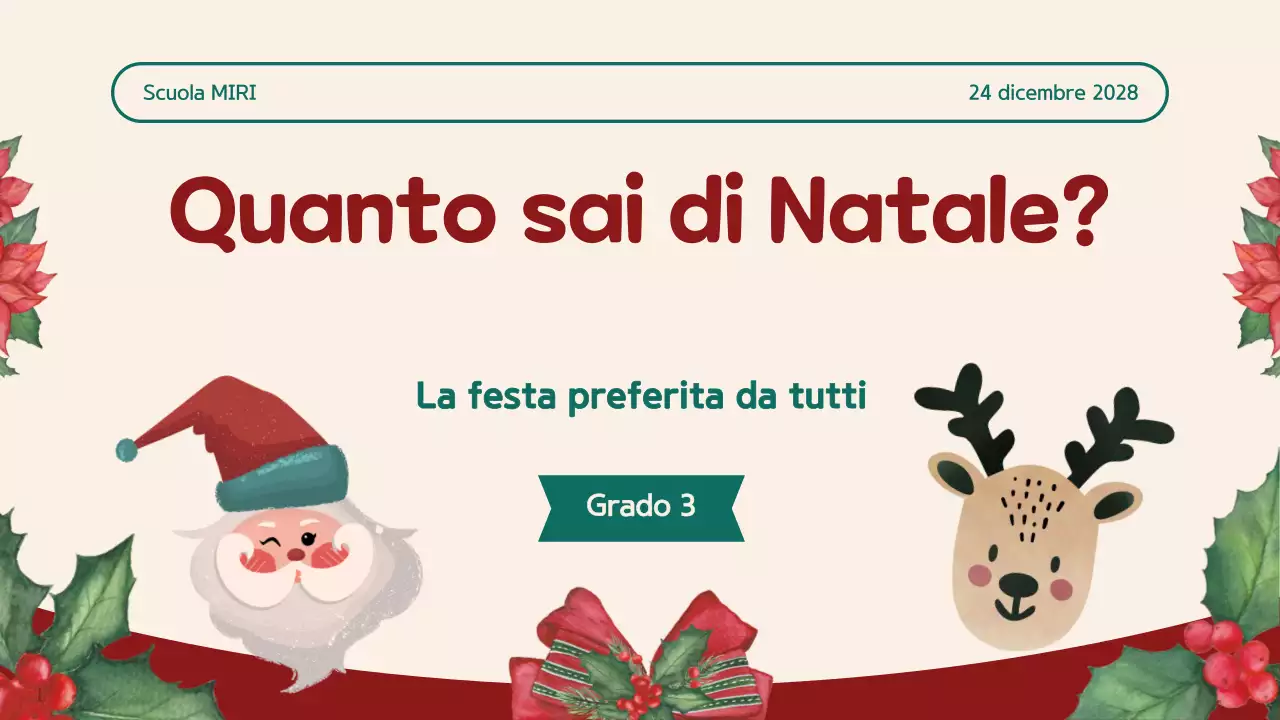 Quiz di Natale con illustrazione rosso-beige