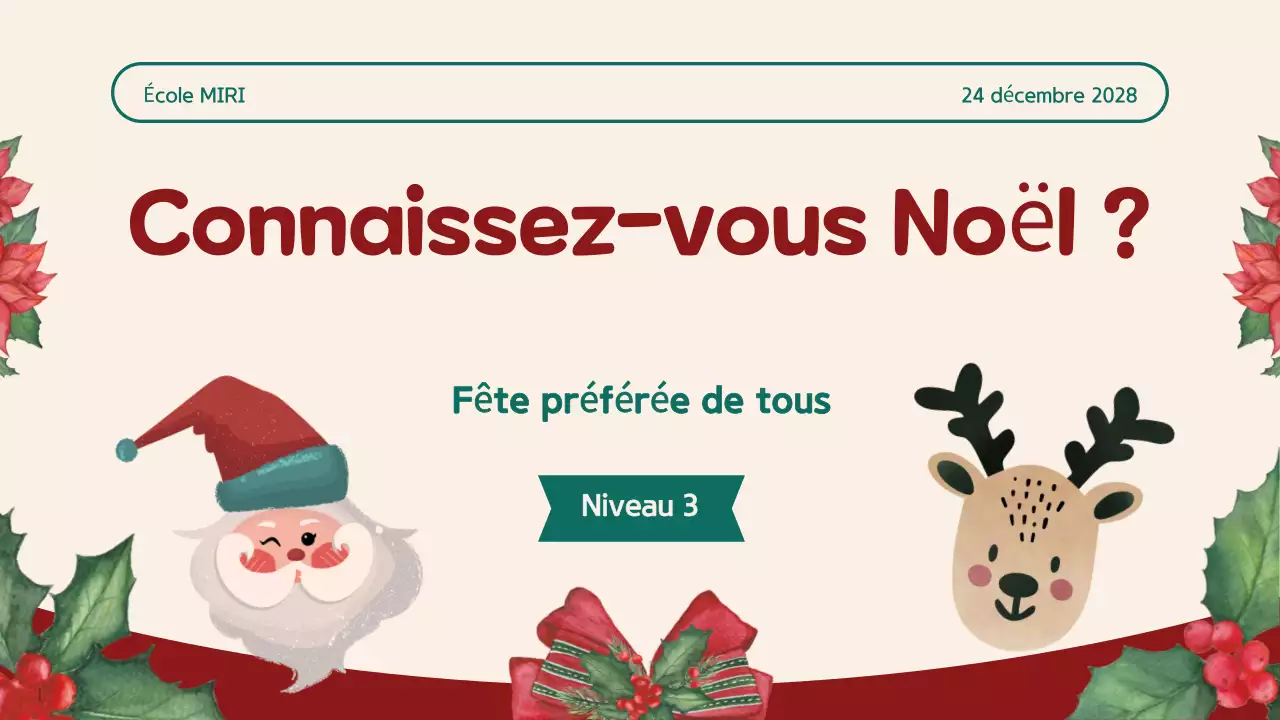 Red Beige Illustration Christmas Quiz