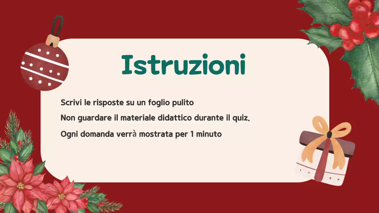 Quiz di Natale con illustrazione rosso-beige