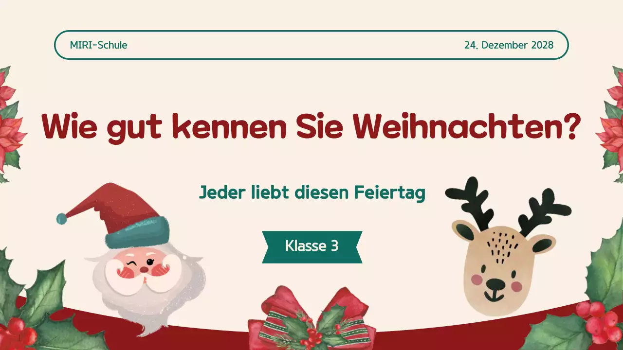 Red Beige Illustration Christmas Quiz