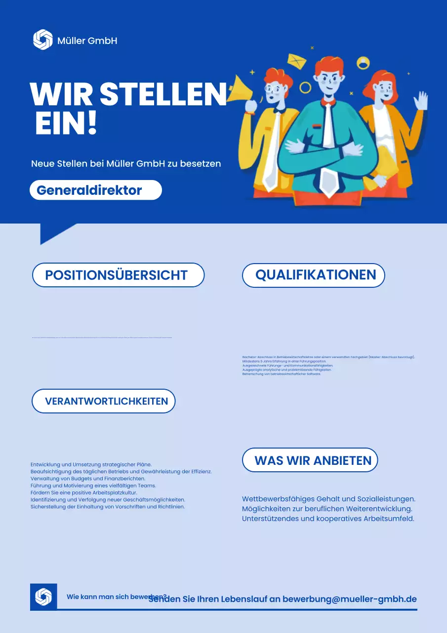 simple blue wir stellen ein