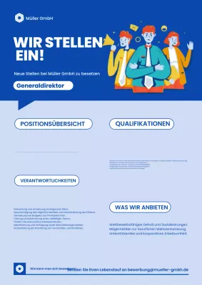 simple blue wir stellen ein