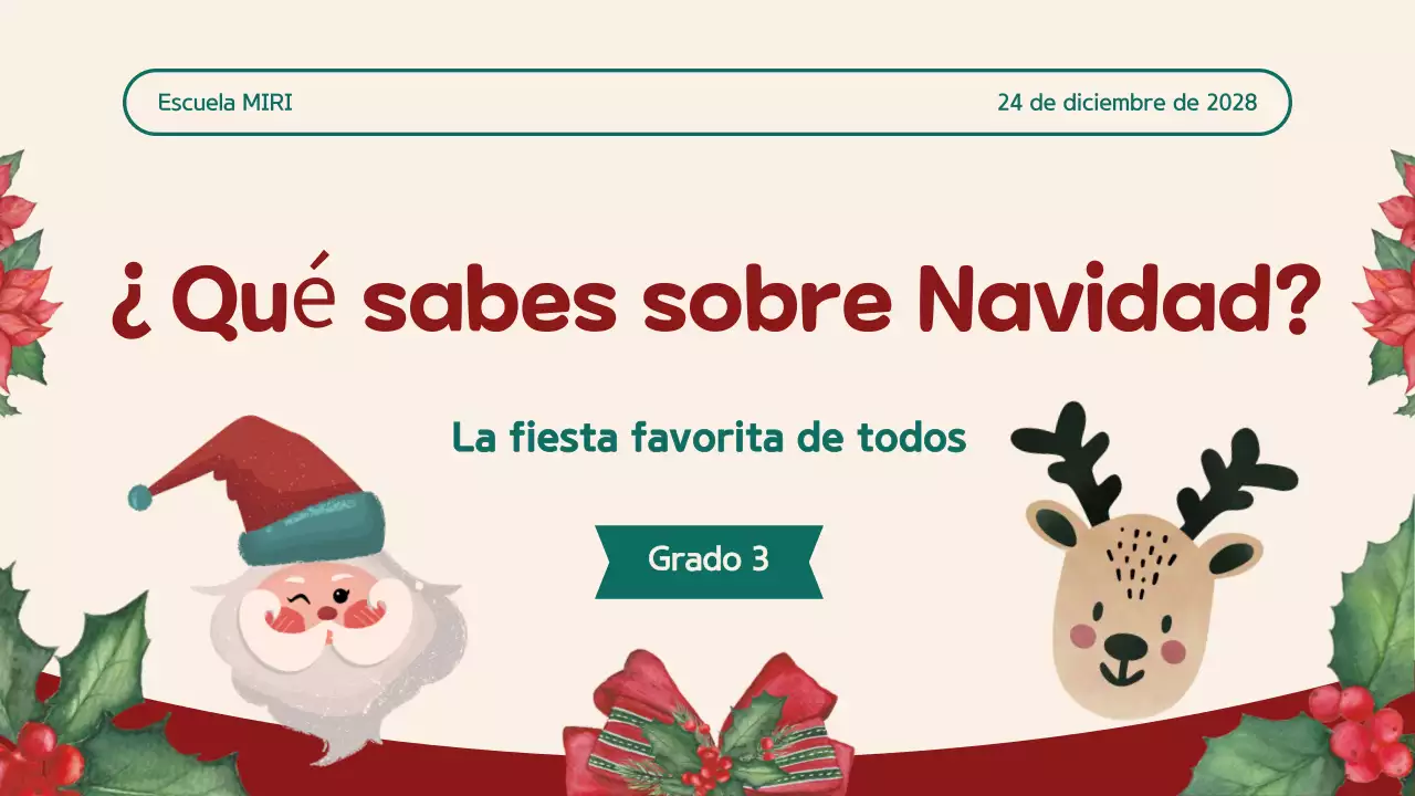 Rojo Beige Ilustración Christmas Quiz