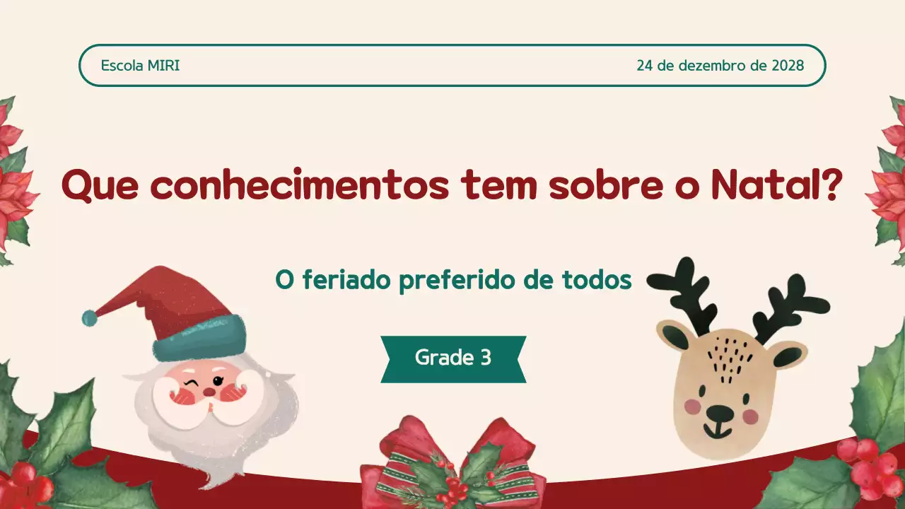 Ilustração vermelho bege Quiz de Natal