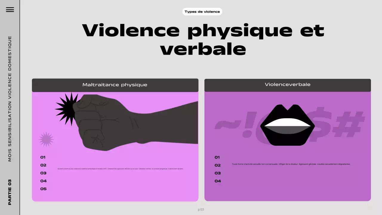 Présentation de sensibilisation moderne à la couleur violette