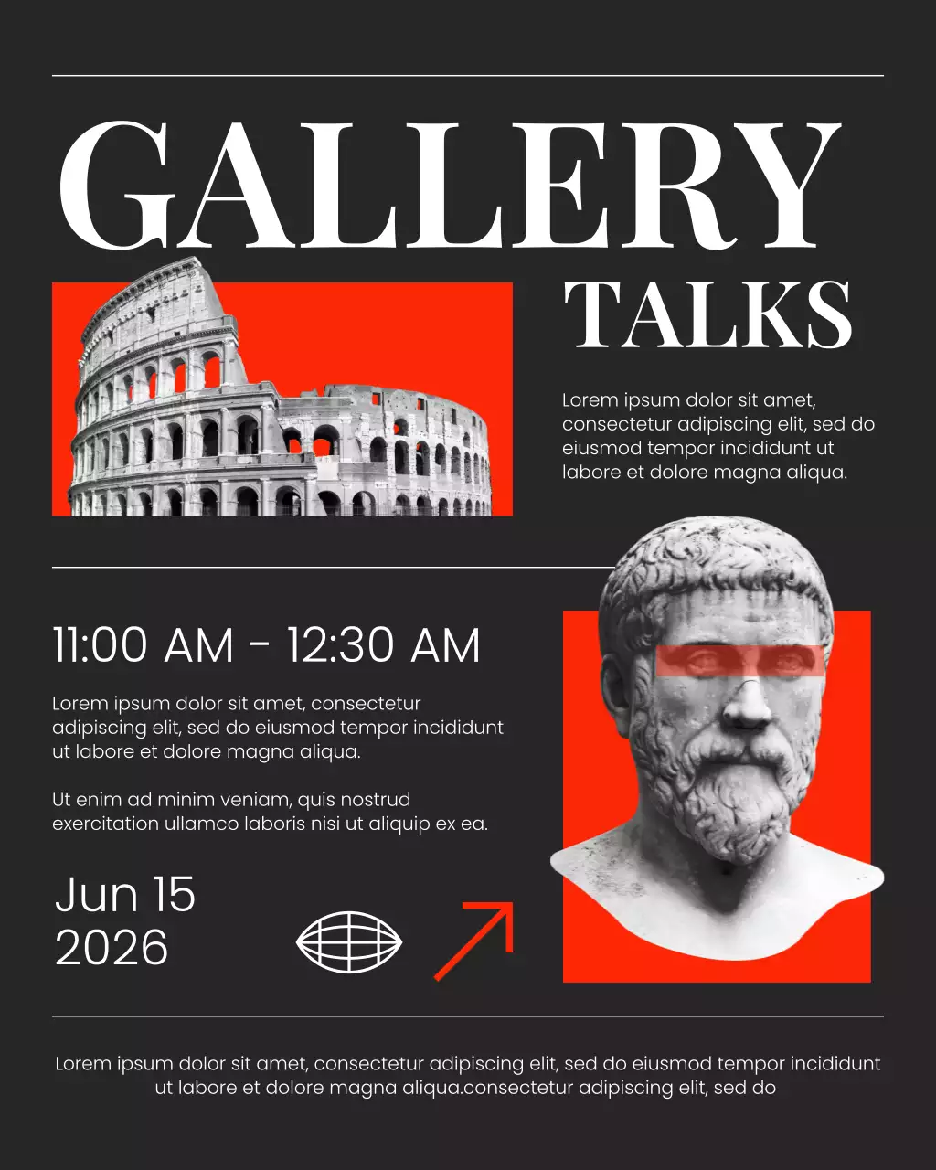 Red Modern Art and Culture Gallery Exhibition Event Invitation Instagram Post