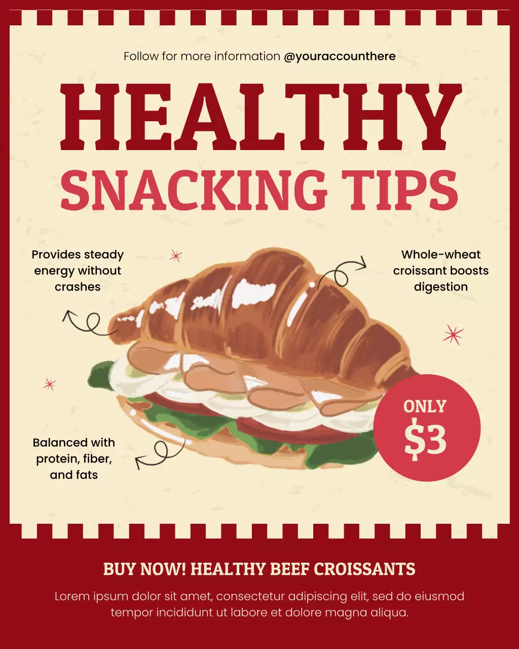 Red Retro Retail Trade Healthy Snacking Tips Instagram Post