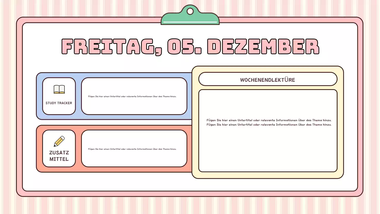 rosa moderne Schulagenda